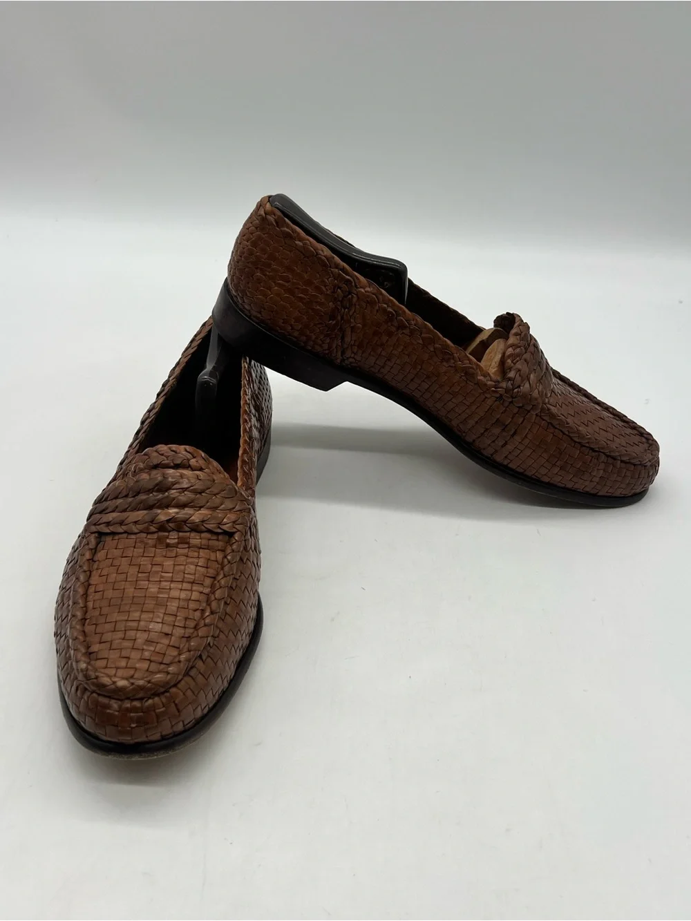 Cole Haan Men’s Sz 12M Brown Leather Woven Casual Loafers Dress Shoes.